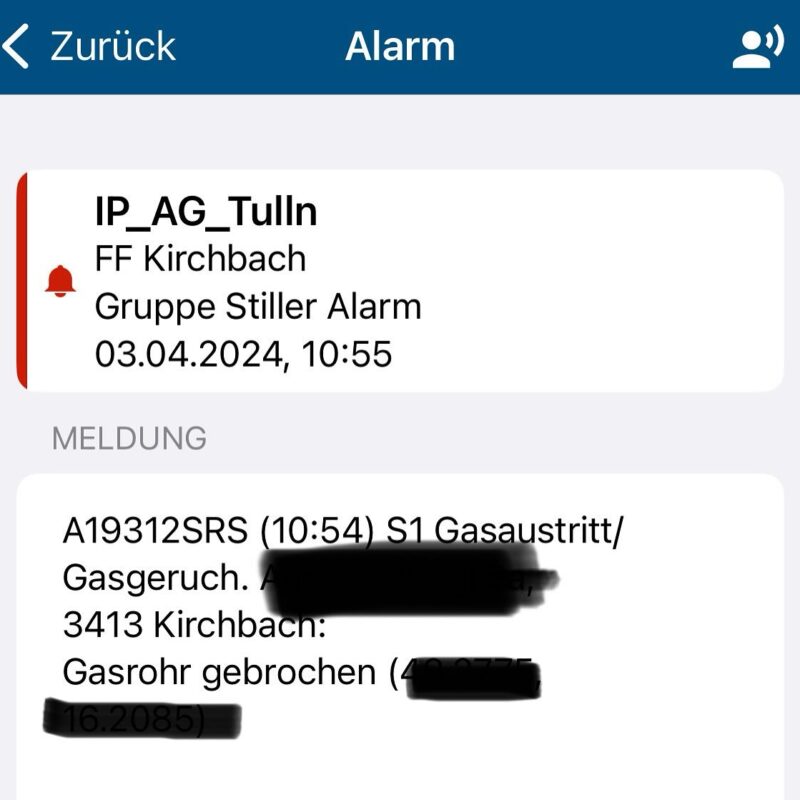 Gasrohrbruch am Steinriegl
